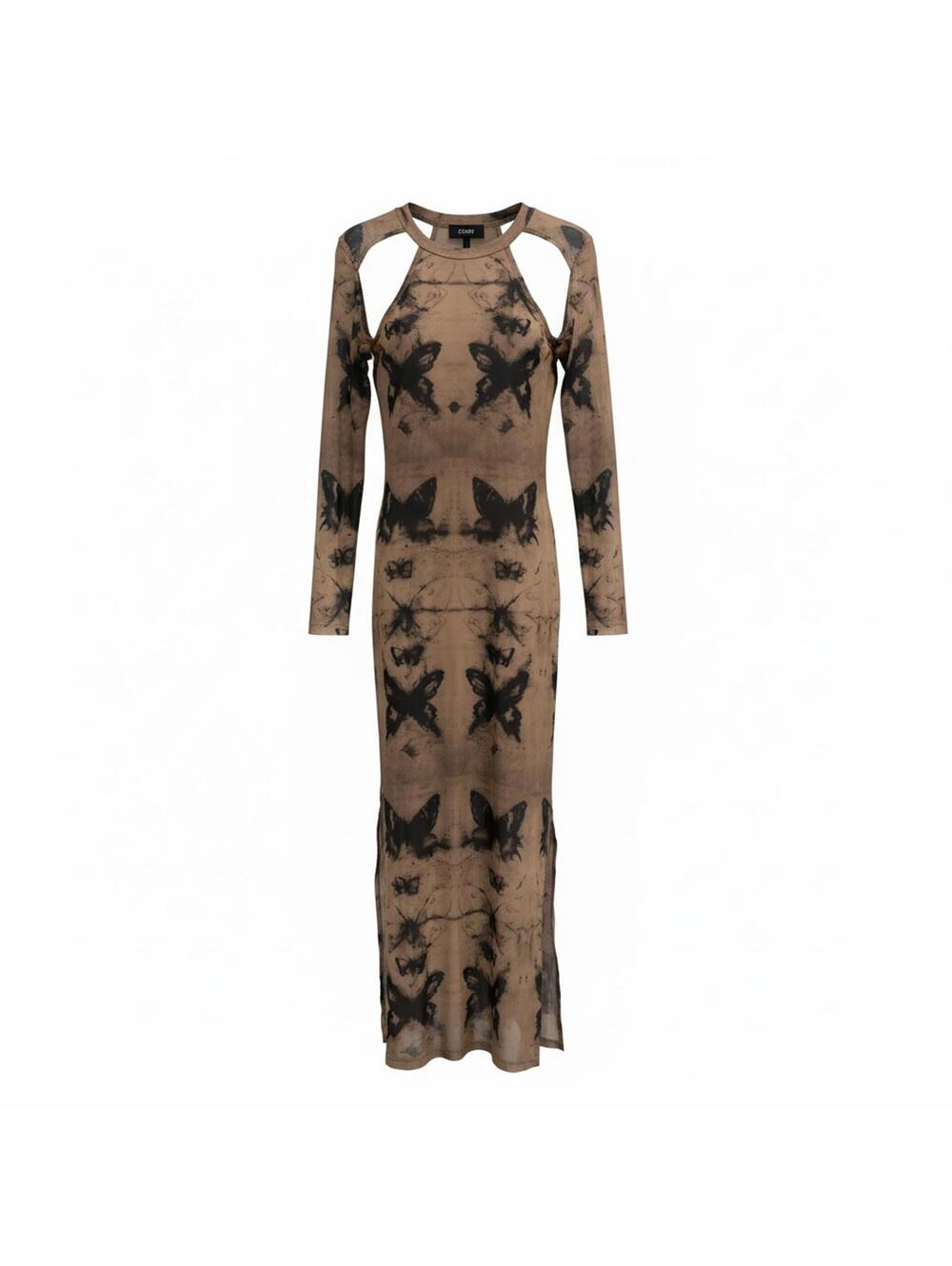 #51 CIDER sheer cut out fitted maxi Dress Sz. Medium